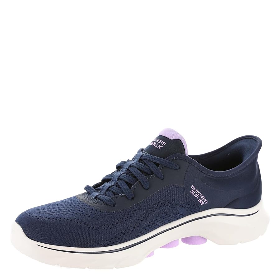 Skechers Women's GO Walk 7 Valin, Navy Textile/Lavender Trim